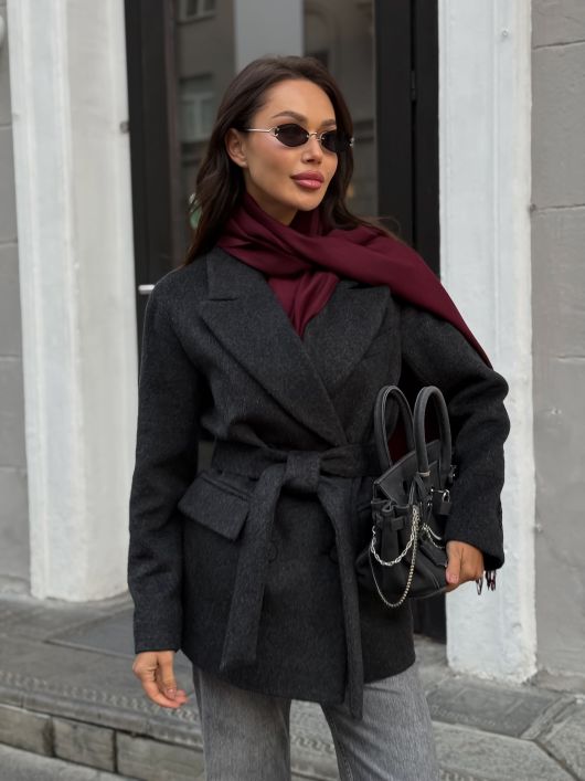 Полупальто из шерсти альпаки, графитовый