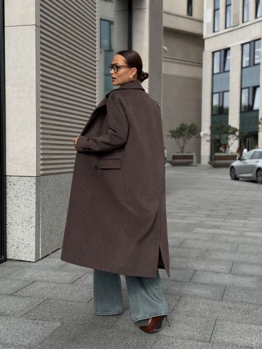 Пальто из шерсти, шоколадный
