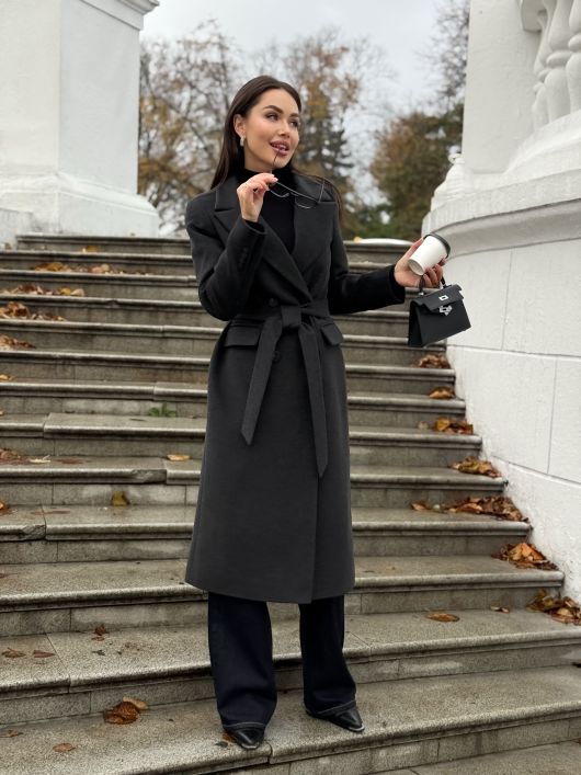 Пальто из шерсти, графитовый