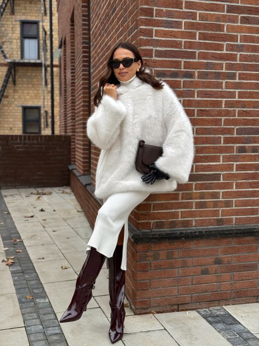 Шубка из эко-песца, белый