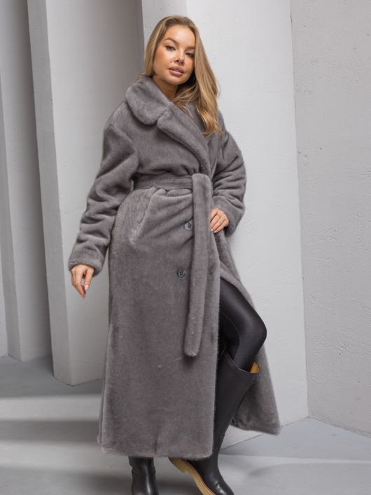 Шубка "волк" со шлицами, графитовый