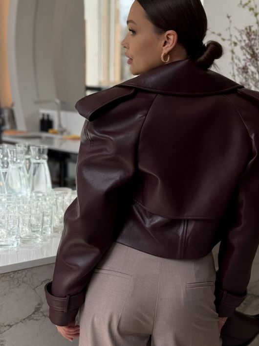 Куртка из экокожи, бургунди