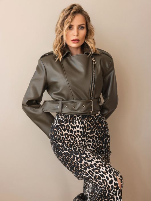 Куртка из экокожи, хаки