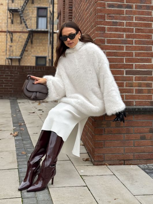 Шубка из эко-песца, белый