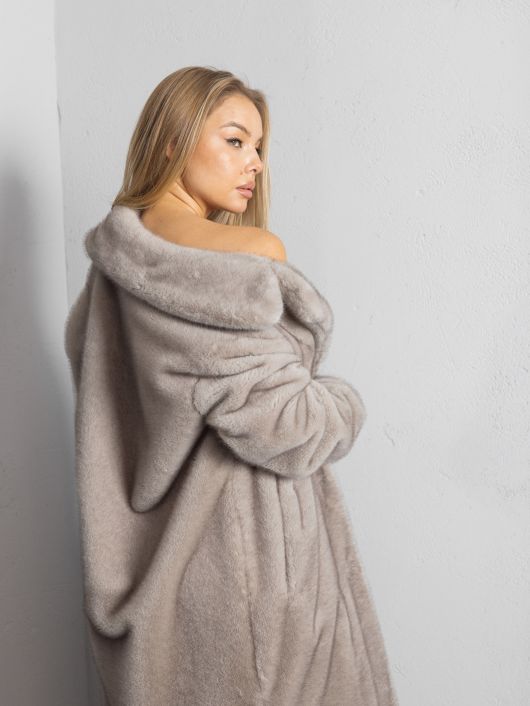 Шубка "волк" со шлицами, серый