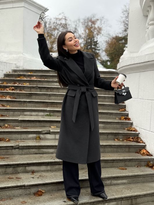 Пальто из шерсти, графитовый