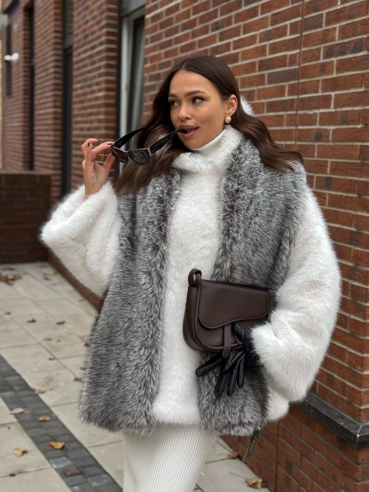 Шарф из экомеха, серый