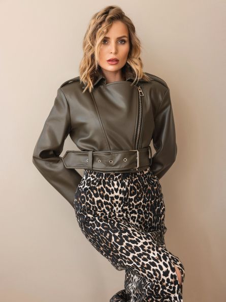 Куртка из экокожи, хаки