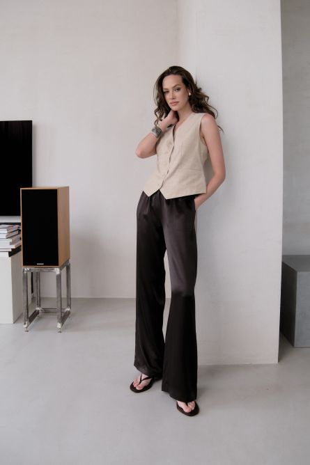 Брюки-палаццо с резинкой на талии, черный