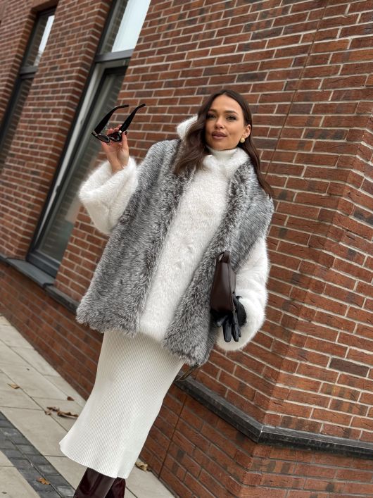 Шарф из экомеха, серый