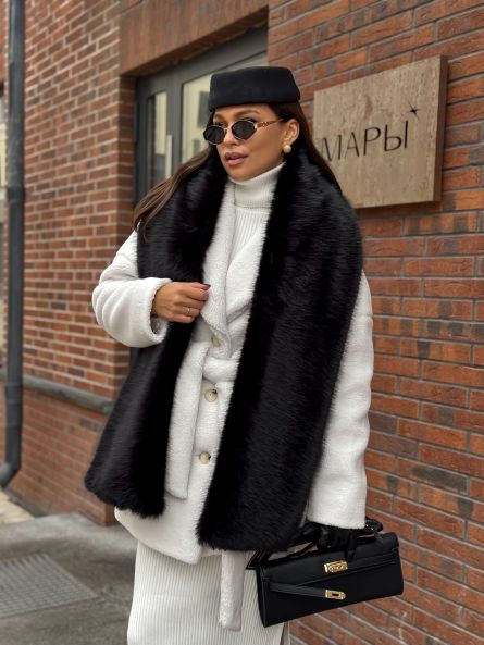 Шарф из эко-песца, черный