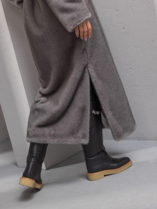 Шубка "волк" со шлицами, графитовый