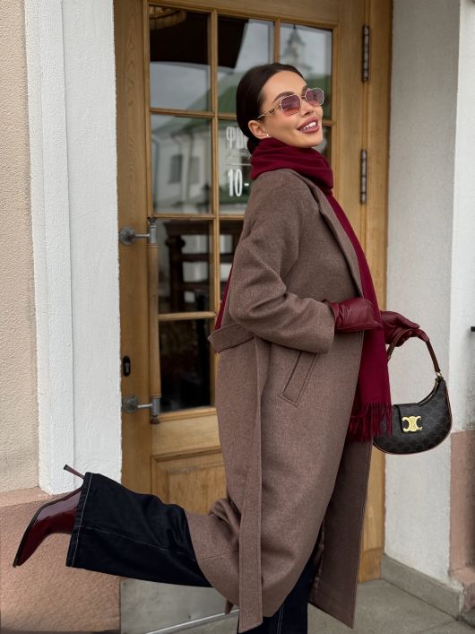 Пальто-халат, кофейный