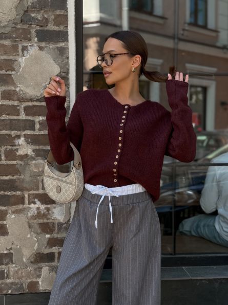 Джемпер на пуговицах, бордовый