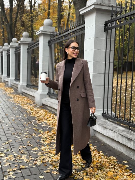 Пальто из шерсти, кофейный