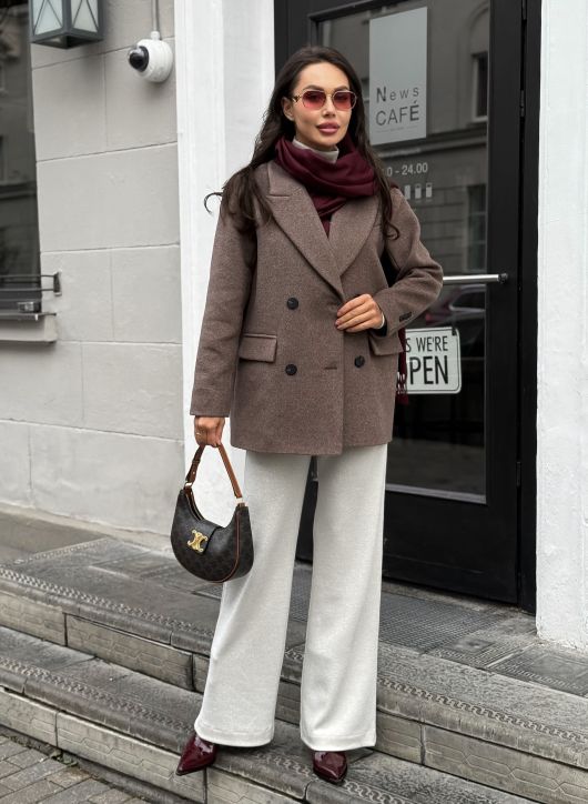 Полупальто из шерсти, кофейный