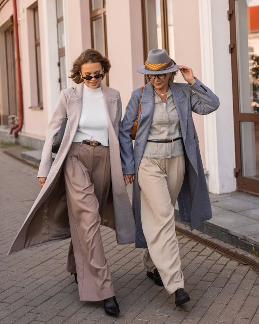 Пальто из шерсти в елочку, синий