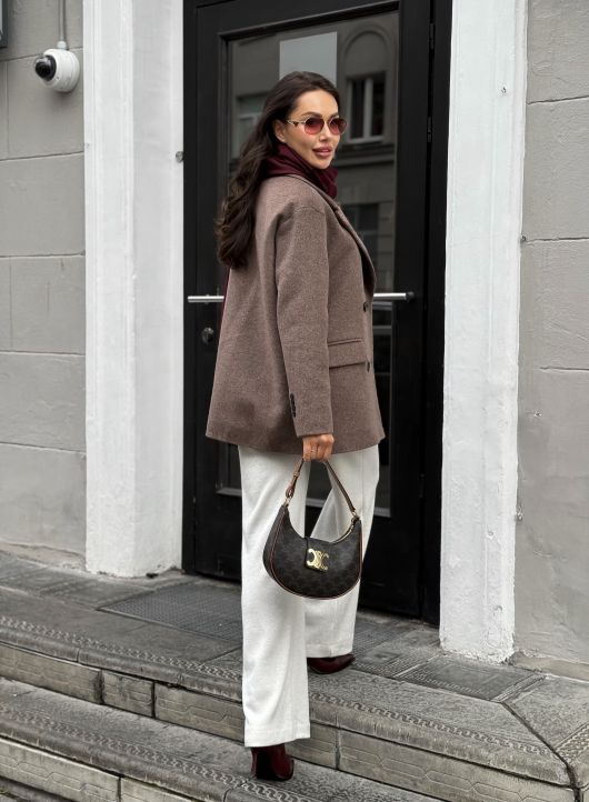 Полупальто из шерсти, кофейный