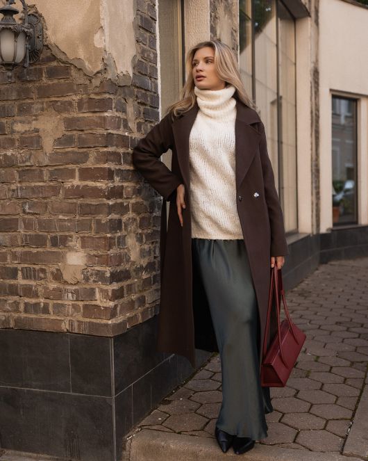 Пальто-халат, шоколадный