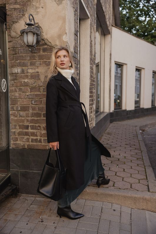 Пальто-халат, черный