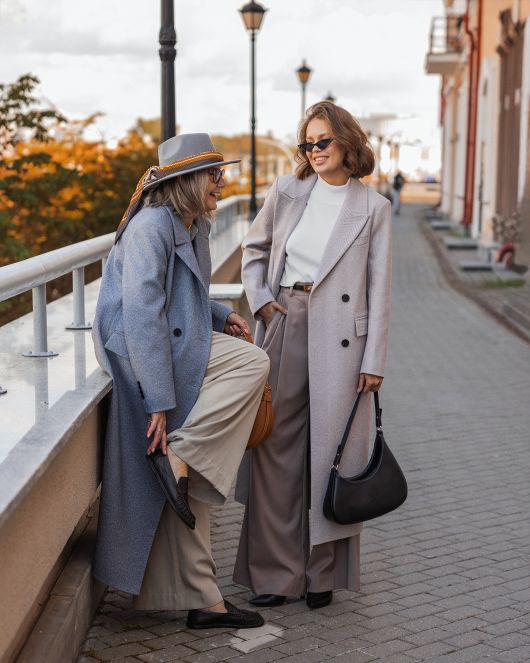 Пальто из шерсти в елочку, синий