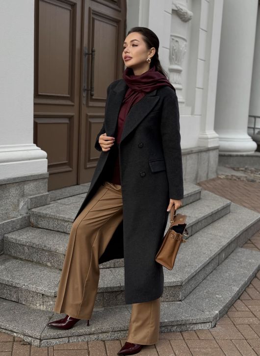 Пальто из шерсти, графитовый