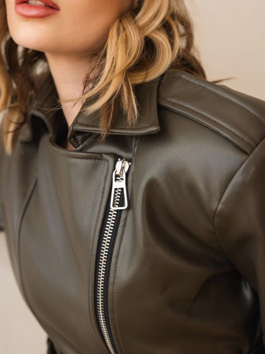 Куртка из экокожи, хаки