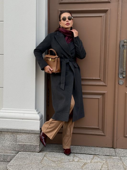 Пальто из шерсти, графитовый