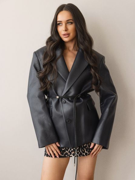 Жакет из экокожи, синий