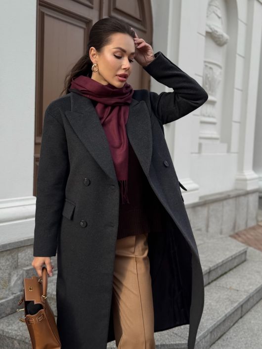 Пальто из шерсти, графитовый