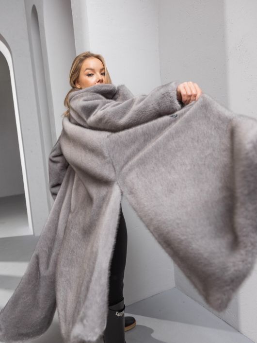 Шубка "волк" со шлицами, графитовый