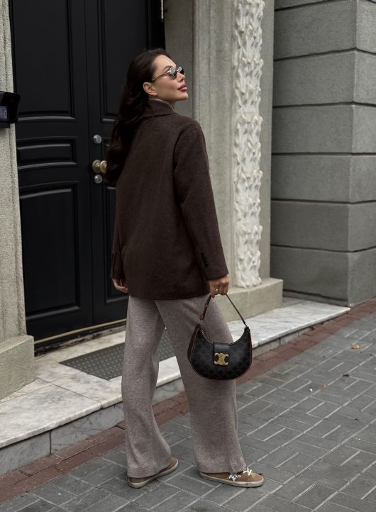 Полупальто из шерсти альпаки, шоколадный