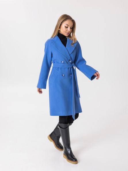 Пальто из шерсти, васильковый
