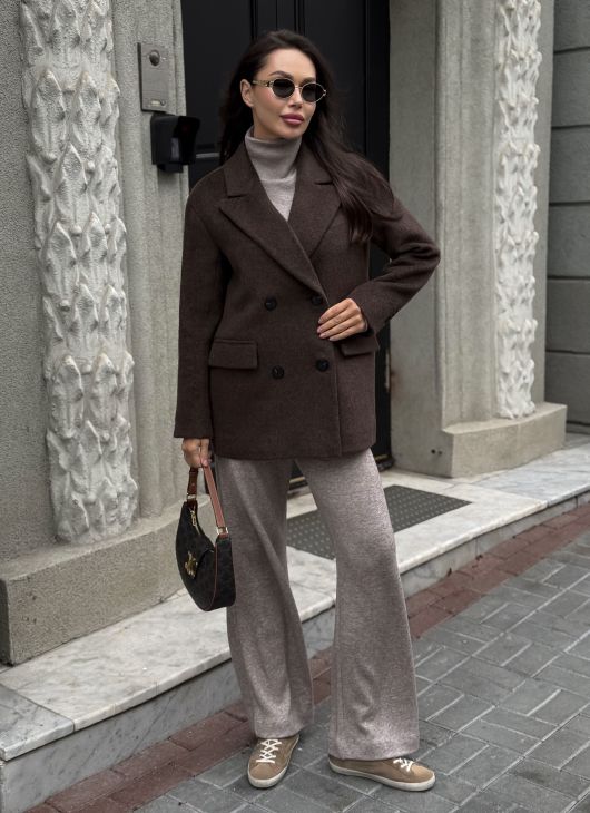 Полупальто из шерсти альпаки, шоколадный