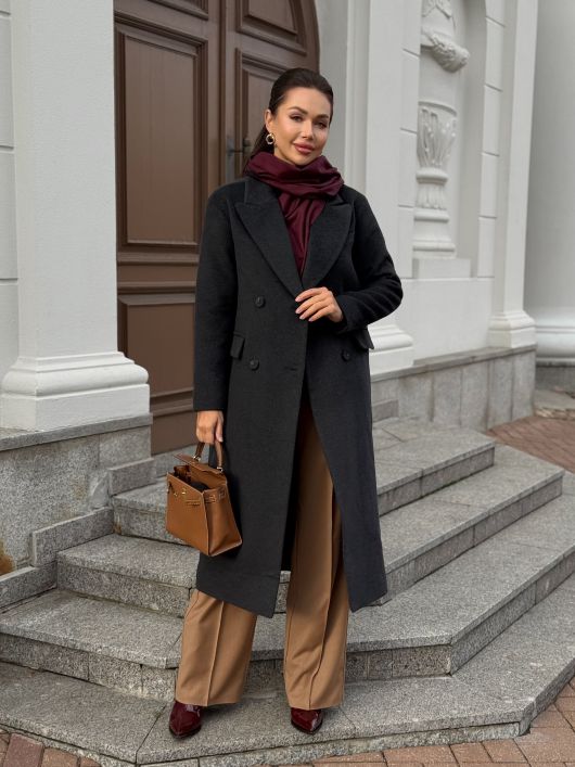 Пальто из шерсти, графитовый