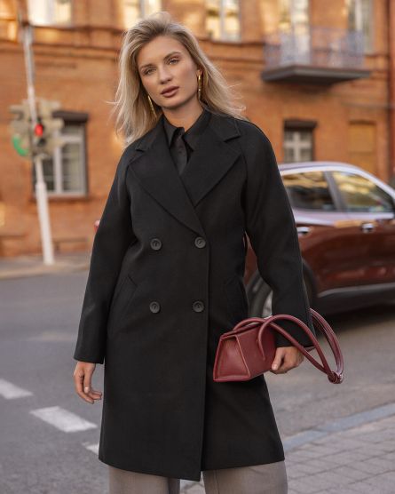 Пальто из шерсти, черный