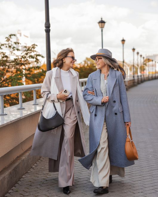 Пальто из шерсти в елочку, синий