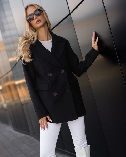 Полупальто из шерсти, черный