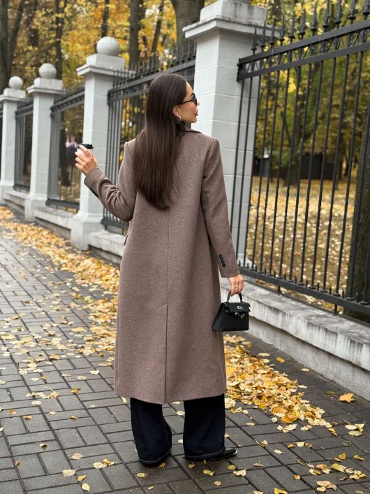 Пальто из шерсти, кофейный