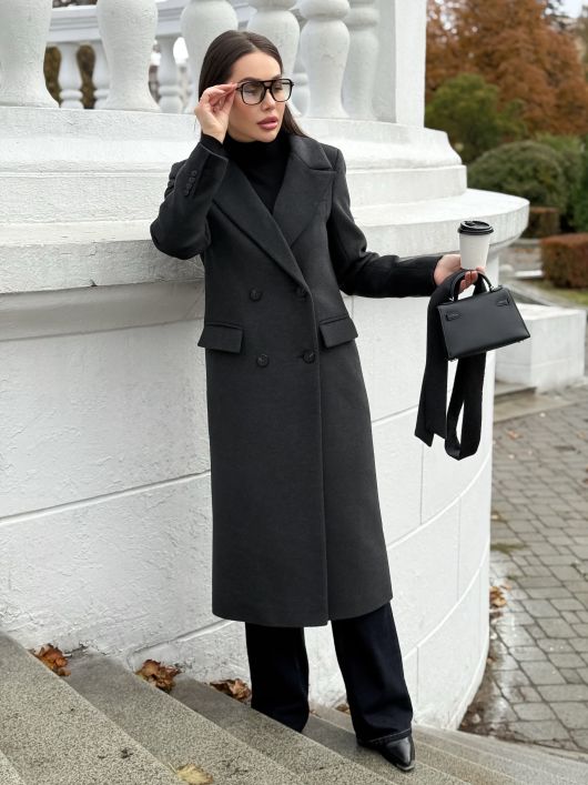 Пальто из шерсти, графитовый