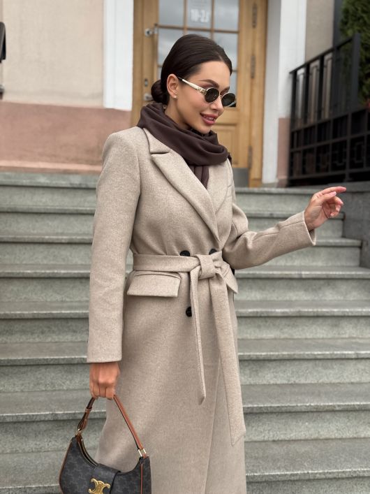 Пальто из шерсти, бежевый