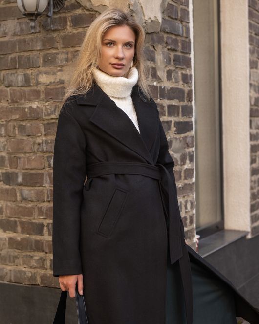 Пальто-халат, черный